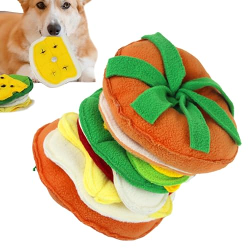 Cileznw Welpen-Zahnspielzeug, Plüsch-Hundespielzeug Hamburger-Design, Leckerli-Spielzeug für aggressive Kauer, Plüschtiere zum Zahnen von Cileznw