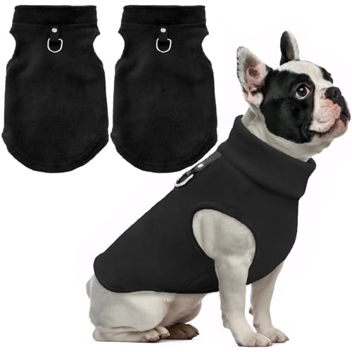 2 Stück Hundemantel für Kleine Hunde Hundejacke Kleine Hunde Hundemantel Winter Hundejacke Fleece Hundemantel Kleine Hunde Hundejacke mit D-Ring für den Innen- und Außenbereich Im Winter (Schwarz) von Cinsersr