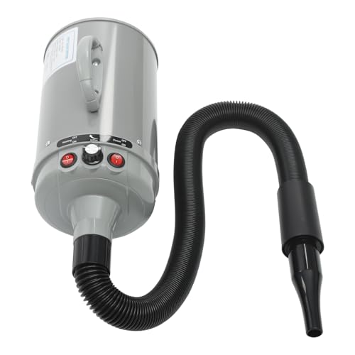 Ciounmb 2200W Hundetrockner: Pet Dryer mit Einstellbarer Geschwindigkeit und 4 Düsen, ideal für Hundepflege (Schwarz+Grau) von Ciounmb