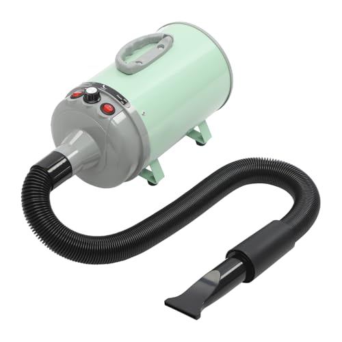 Ciounmb 2200W Hundetrockner: Pet Dryer mit Einstellbarer Geschwindigkeit und 4 Düsen, ideal für Hundepflege (Schwarz+Grün) von Ciounmb