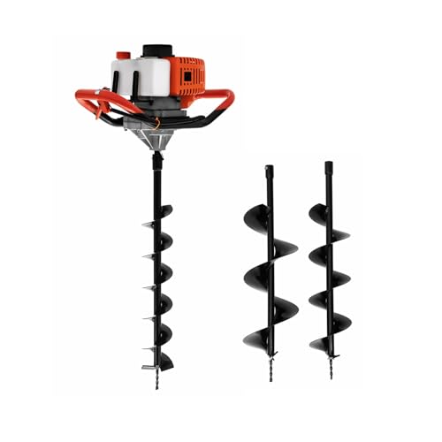 Ciounmb 52CC 2-Stroke Benzin Erdbohrer mit 2,4 PS, inkl. 3 Bohraufsätzen 4", 6" und 8", Erdlochbohrer Pfahlbohrer Petrol Earth Auger Fence Post Hole Digger Borer von Ciounmb