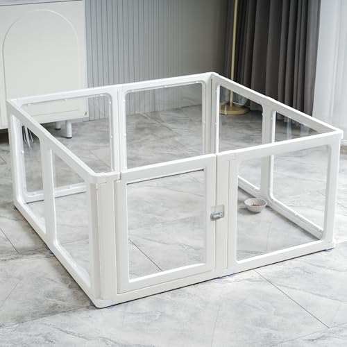 Citylife 8-TLG Welpenauslauf 60cm hoch, Hundelaufstall faltbar mit Tür, Hundegehege Wohnung, XXL Laufgitter für Hunde, Katzen, Kaninchen, Kleintiere, rutschfest, Transparent von Citylife