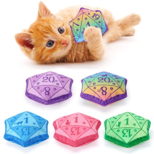 CiyvoLyeen D20 Würfel Katzenminze Spielzeug, DND Interaktives Katzenspielzeug für Rollenspiele Tischspiel Weiches Plüsch Katzenminze Kätzchen Zahnen Kauen Haustier Liefert Katzenliebhaber Hexe von CiyvoLyeen