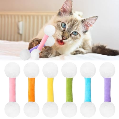 CiyvoLyeen Tupfer Katzenminze Spielzeug Set mit 6 weichen Plüsch Katzen Kicker Spielzeug Interaktive Kitty Kick Sticks für Katzenliebhaber Geschenk Langlebig Katzen Zahnen Kauspielzeug von CiyvoLyeen