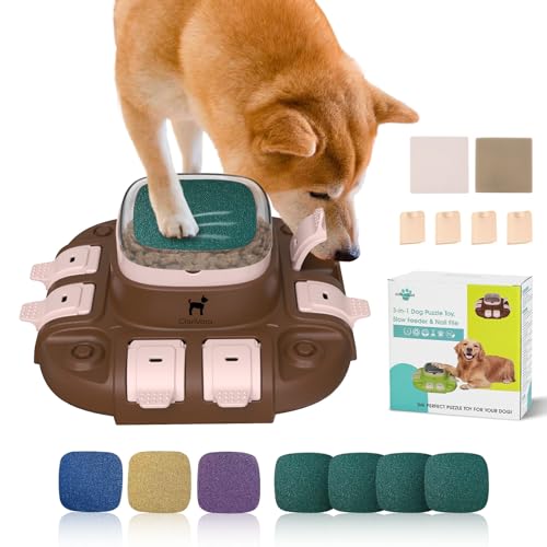 ClariVora Hunde-Puzzle-Spielzeug, Hundespielzeug, 2 Stufen, langsamer Feeder & Hundenagelfeile, Hundefutter Leckerli Fütterungsspielzeug für IQ-Training, Hundeunterhaltungsspielzeug für alle Rassen, von ClariVora