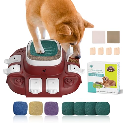 ClariVora Hunde-Puzzle-Spielzeug, Hundespielzeug, 2 Stufen, langsamer Feeder & Hundenagelfeile, Hundefutter Leckerli Fütterungsspielzeug für IQ-Training, Hundeunterhaltungsspielzeug für alle Rassen, von ClariVora