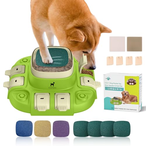 ClariVora Hunde-Puzzle-Spielzeug, Hundespielzeug, 2 Stufen, langsamer Feeder & Hundenagelfeile, Hundefutter Leckerli Fütterungsspielzeug für IQ-Training, Hundeunterhaltungsspielzeug für alle Rassen, von ClariVora