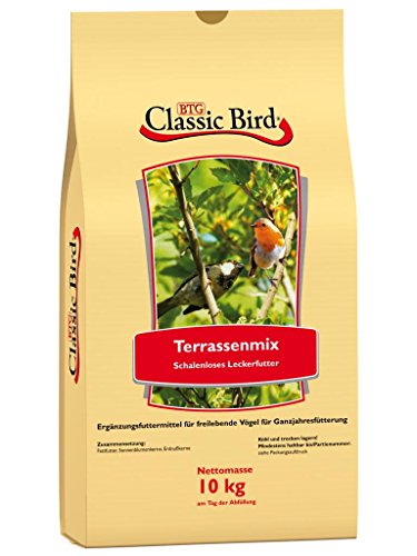 CLASSIC BIRD Vogelfutter Terrassenmix 10 kg | Vogelfutter Erdnusskerne für Wildvögel | Vogelfutter Sonnenblumenkerne geschält | Vogelfutter schalenlos | Gartenvögel | ganzjahres Vogelfutter von CLASSIC ACCESSORIES