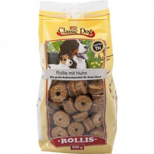 Classic Dog Snack Rollis mit Huhn 500g, Leckerli, Kauknochen von Classic Dog