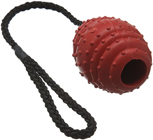 Classic Pet Products, großer ovaler Gummiball an einem Seil, 100 mm, Rot/Schwarz von Classic Pet Products