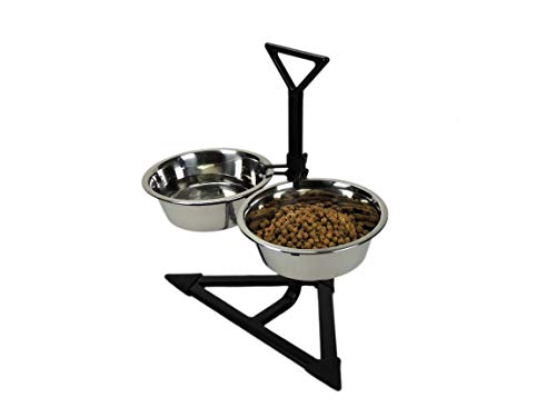 Classic Pet Products Doppel-Futterstation mit 2 x 1700 ml Edelstahlnäpfen, höhenverstellbar von CLASSIC