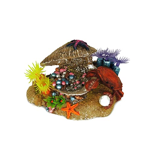 CLASSIC Aquarium-Ornamente, Muschel mit Pflanzen, 115 mm von CLASSIC