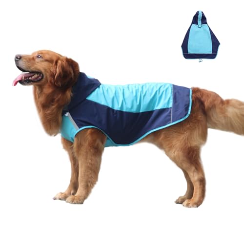 ClawsPurrfect Hund Kapuze Wasserdicht Regenjacken: Leichtgewicht Groß Mittel Refektiv Packbar Poncho Blau 7 von ClawsPurrfect