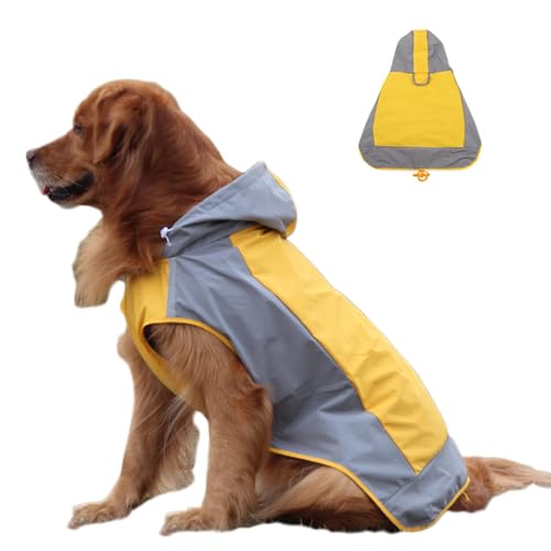 ClawsPurrfect Hund Kapuze Wasserdicht Regenjacken: Leichtgewicht Groß Mittel Refektiv Packbar Poncho Gelb 10 von ClawsPurrfect