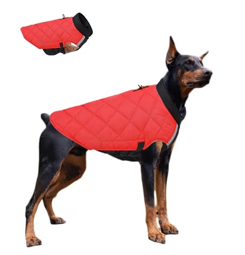 ClawsPurrfect Hundejacke für den Winter, reflektierend, Größe 3XL, Rot/Schwarz von ClawsPurrfect