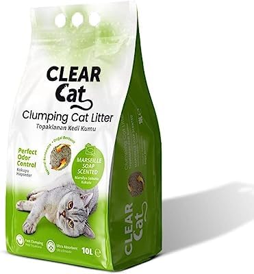 Clear Cat Bentonit Klumpend Katzenstreu 100% Natürlich Marseille Soap Scented 30L (6 * 5L) von Clear Cat