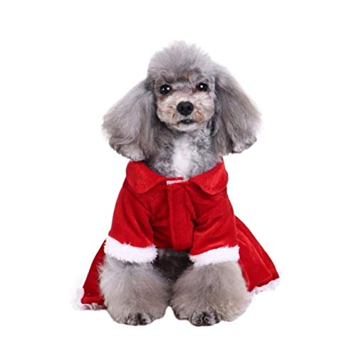 ClearloveWL Hundemantel Winter warme Jacke Winter Warm Kleid Lovely Red Bow Puppy Rock Haustier Hund Spitze Baumwolle Hund Kostüm Yorkie Katze Kleidung, rot, L von ClearloveWL