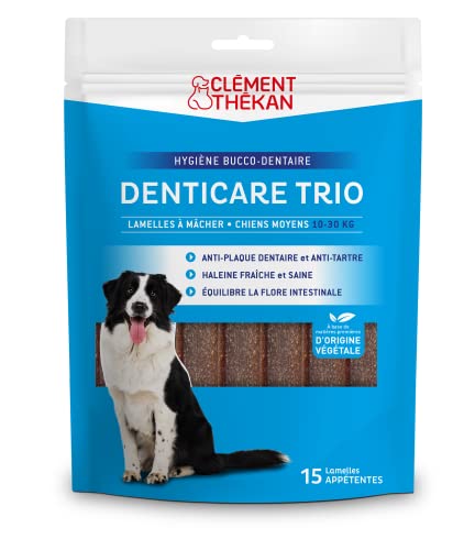 Clément Thékan - Denticare Trio – fördert die Mundhygiene – Kaustreifen für Hunde von 10 bis 30 kg – 15 Einheiten von CLĒMENT THĒKAN