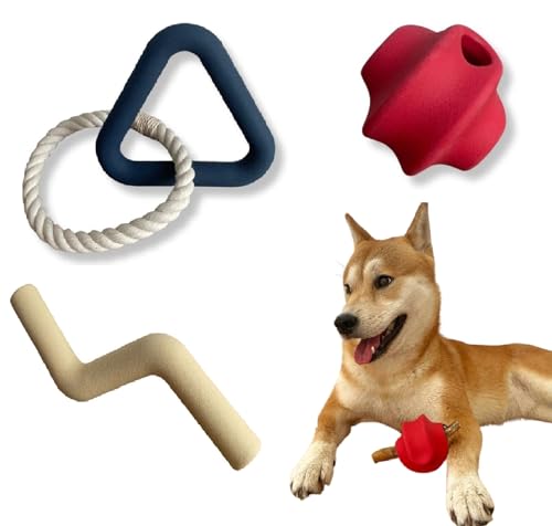 Cleos Petshop 3er Set Kauspielzeug aus Naturkautschuk – Robustes Hundespielzeug, füllbar mit Leckerlis für extra Spaß von Cleos Petshop