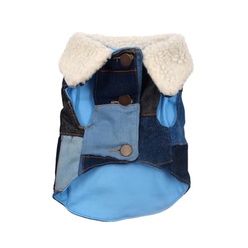 Cleto El Influencer - Blaue Denim-Weste mit Lammfell für Hunde, hergestellt in Mexiko, aus 100 % Baumwolle, Größen XS bis XX-L (Large) von Cleto El Influencer