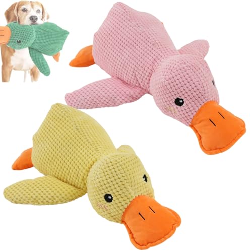 Clgorm Pfotenstern Anti Stress Ente Hund, 45cm Kuscheltier Ente, Gelbe Anti Stress Ente Für Hunde, Beruhigende Ente Für Hunde, Interaktives Stabiles Anti Stress Spielzeug Für Kleine Hund (2 Stück-C) von Clgorm