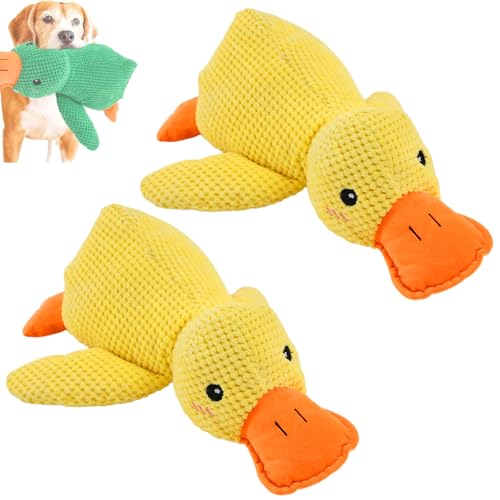 Clgorm Anti Stress Ente Hund, 45cm Kuscheltier Ente, Gelbe Anti Stress Ente Für Hunde, Beruhigende Ente Für Hunde, Interaktives Stabiles Anti Stress Spielzeug Für Kleine Hund (2 Stück-D) von Clgorm