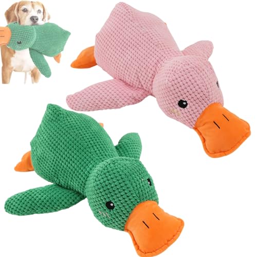 Clgorm Pfotenstern Anti Stress Ente Hund, 45cm Kuscheltier Ente, Gelbe Anti Stress Ente Für Hunde, Beruhigende Ente Für Hunde, Interaktives Stabiles Anti Stress Spielzeug Für Kleine Hund (2 Stück-B) von Clgorm