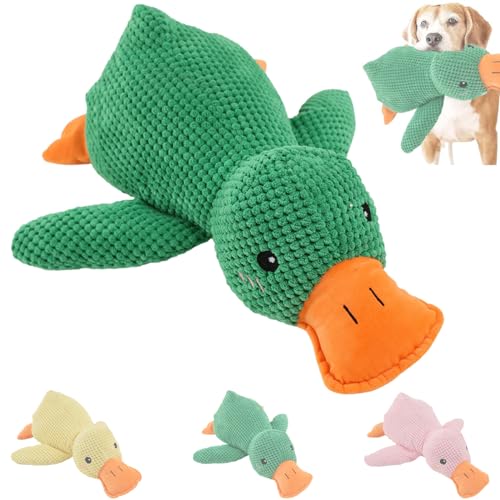 Clgorm Pfotenstern Anti Stress Ente Hund, 45cm Kuscheltier Ente, Gelbe Anti Stress Ente Für Hunde, Beruhigende Ente Für Hunde, Interaktives Stabiles Anti Stress Spielzeug Für Kleine Hund (Grün) von Clgorm