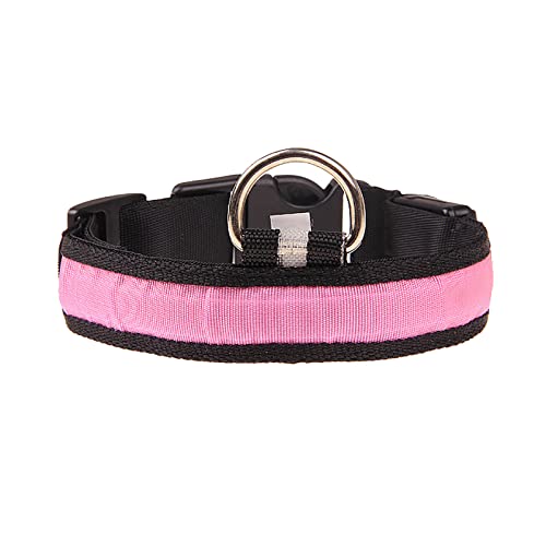 Clicitina Haustier leuchtendes Halsband LED Licht Halskette Hund beleuchtet buntes Halsband für kleine große mittelgroße Hunde Keramik Halsband Hund (Pink, L) von Clicitina