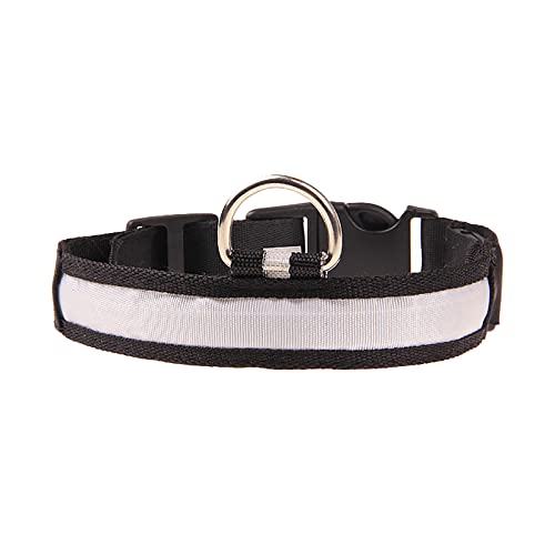 Clicitina Haustier leuchtendes Halsband LED Licht Halskette Hund beleuchtet buntes Halsband für kleine große mittelgroße Hunde Keramik Halsband Hund (White, XL) von Clicitina