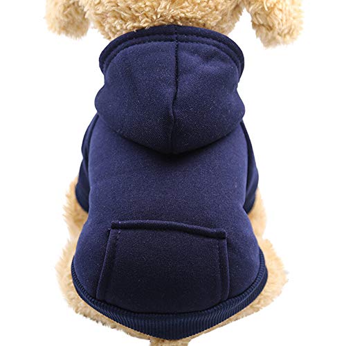 Clicitina Hunde-Sweatshirts mit Kapuze Kleidung mit Tasche Haustierkleidung Polyester-Haustierkleidung Kc522 (Navy, M) von Clicitina