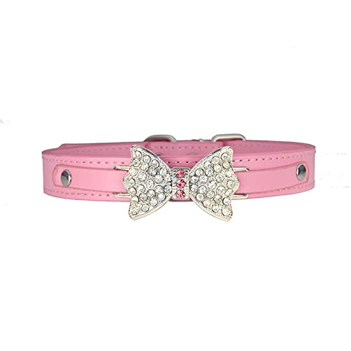 Clicitina Hundehalsband Haustier Hundekette Katzenhalsband Verstellbares Hundehalsband Diamond Flash Hundehalsband Doppel Halsband Hund (Pink, XXS) von Clicitina