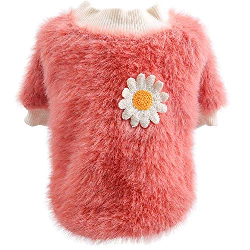 Clicitina Pullover Pullover Gänseblümchen-Blumen-Hundehals-Kleiner runder Stil für Plüschhunde-Haustierkleidung DO892 (Pink #2, S) von Clicitina