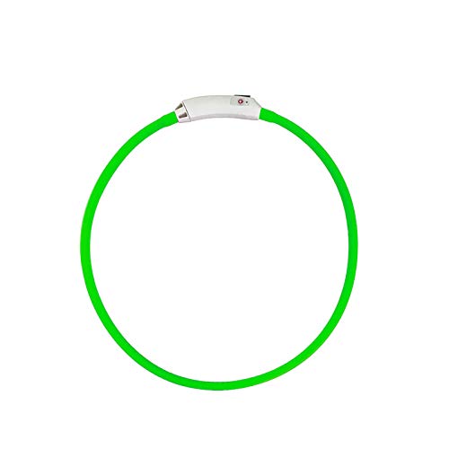 Clicitina USB-Farbe 12 Lichter-Halsband führte Hund geführte leuchtende aufladende Haustier-Halsbänder Fettleder Zugstopp Halsband (Green, One Size) von Clicitina