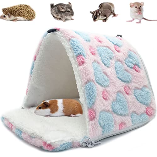 LeerKing Kleintiere Kuschelhöhle Meerschweinchen Kuschelbett Nest Plüsch Haus Hängematte für Ratte Hamster Nager Frettchen Bartagame Degu Rosa L von LeerKing