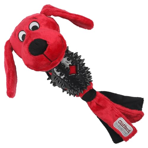 Clifford® Busy Body Ruff 'n Tough Dog Plüschspielzeug für mittelgroße und große Hunde, 33,7 cm, weiches Plüsch-Hundespielzeug, Gummi für langlebiges Spielen, Apportieren, Komfort, Zahngesundheit von Clifford The Big Red Dog