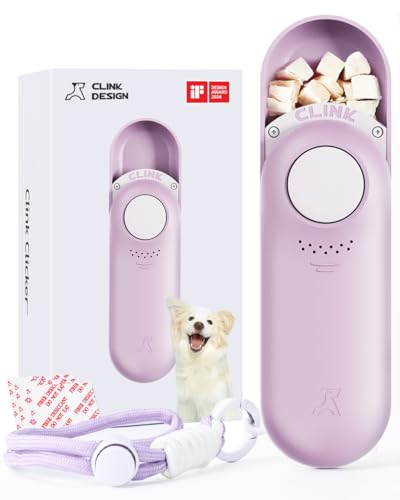 Clicker Hundetrainer & Leckerlibeutel Alternative Dual Use 2 in 1 Dog Clicker für Training – langlebig, leicht (67 g), leicht zu reinigen und zu handhaben, schnell zu befüllen, innovatives Design, von Clink Design