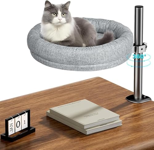 Clioran Katzenbett für Schreibtisch, Katzenbox, montiertes Desktop-Katzenbett für Heimbüro, Wohnung, Innenbereich, erhöhtes Katzennest, Zubehör für Arbeit, Kätzchenmöbelbefestigung, Katzenzubehör von Clioran