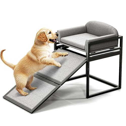 Hundetreppe mit Stuhl für kleine Hunde, Hundetreppe für Hochbett, Couch und Sofa, Haustiertreppe für alte Hunde, Katzen, Klettern mit rutschfester Unterseite, Haustiertreppe für Hochbett, von Clioran