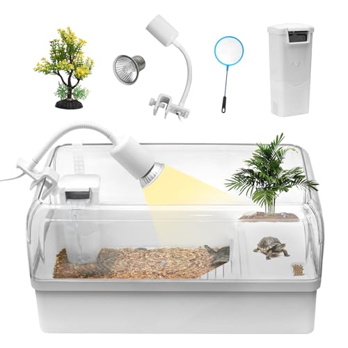 Schildkröten-Tank-Lebensraum-Set, Wasserschildkrötengehege, Starter-Aquarium mit Multifunktionsbereich (Tank + Filter) von Clioran