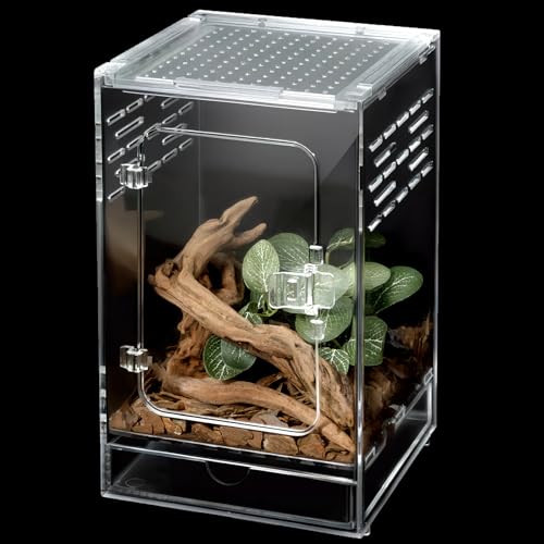 Springspinnengehege aus PC, 15 x 15 x 25 cm, Reptilien-Terrarium, Baum-Froschkäfig, Spinnenlebensraum, Eidechsen-Gecko-Gehäuse, Insekten-Vivarium, Betermantis-Set, Tierkäfig von Clioran