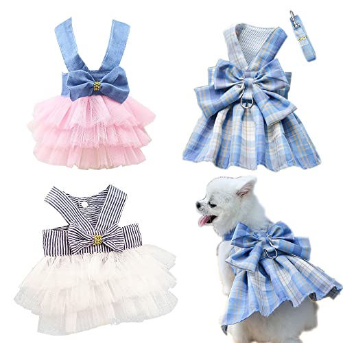 Clopon Fancy Dog Dress Yorkie Kleider für kleine Mädchen Hunde Geschirr Haustier Outfits Prinzessin Welpen Kostüme M von Clopon