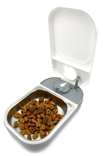 Closer Pets C100 One Meal Automatischer Futterspender für Katzen und kleine Hunde mit Edelstahl-Futternapf-Einsatz von Closer Pets