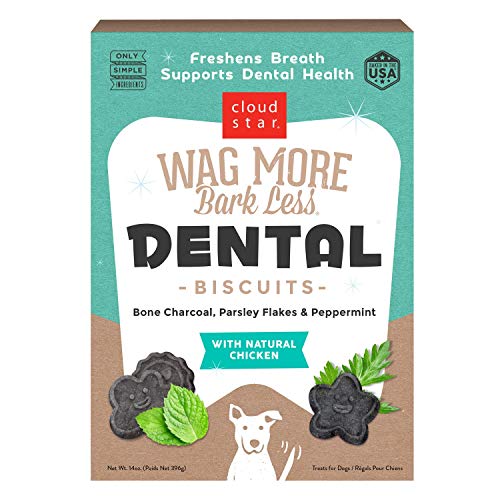 Cloud Star Wag More Bark Less Dental Biscuits to Freshen Breath with Chicken, Bone Charcoal, Parsley & Peppermint 14 oz. von Cloud Star