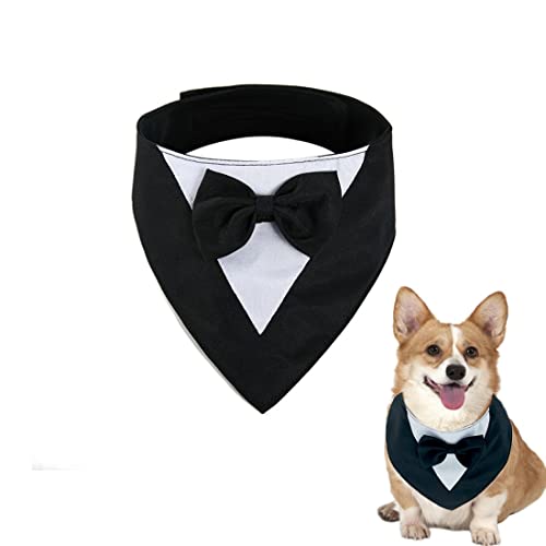 Hund Smoking Bandana Halsband, 1 Stück Verstellbar Formale Hund Hochzeit Bandana Haustier Hochzeit Anzug Fliege Bandana für Kleine Mittlere Hunde von Clyhon