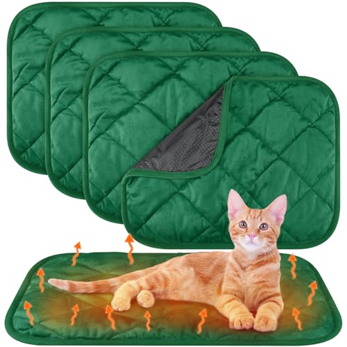 Clysee Selbstheizende Katzenunterlage, selbstwärmende Hundematte, reflektiert Körperwärme, extra warm, thermische Haustierunterlage, waschbar, für Hunde und Katzen, 40,6 x 50,8 cm, Dunkelgrün, 40,6 x von Clysee