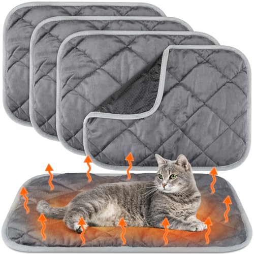 Clysee Selbstheizende Katzenunterlage, selbstwärmende Hundematte, reflektiert Körperwärme, extra warm, thermische Haustierunterlage, waschbar, für Hunde und Katzen, 45,7 x 61 cm, Grau, 45,7 x 61 cm von Clysee