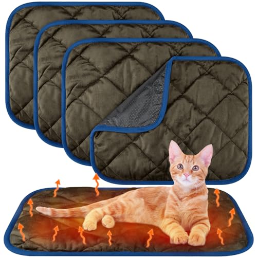 Clysee Selbstheizende Katzenunterlage, selbstwärmende Hundematte, reflektiert Körperwärme, extra warm, thermische Haustierunterlage, waschbar, für Hunde- und Katzenbett, 40,6 x 50,8 cm, Kaffeefarben, von Clysee