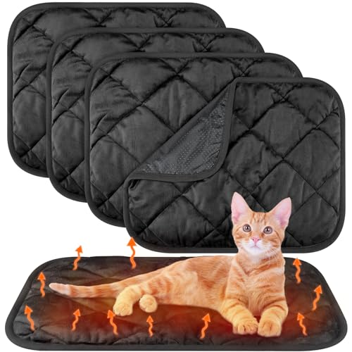 Clysee Selbstheizende Katzenunterlage, selbstwärmende Hundematte, reflektiert Körperwärme, extra warm, thermische Haustierunterlage, waschbar, für Hunde und Katzen, 40,6 x 50,8 cm, Schwarz, 40,6 x von Clysee