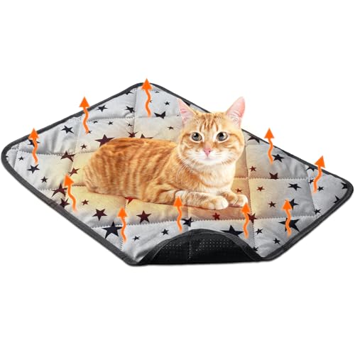 Clysee Selbstwärmendes Katzenbett, selbstheizend, 45,7 x 61 cm, Sternmuster, warme Thermo-Haustierunterlage, reflektiert Körperwärme, waschbar, weiche Welpenbox-Pad, rutschfeste Hundehüttenmatte, von Clysee